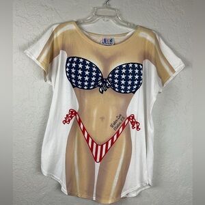 Vintage L.A. Imprints My Bikini Stars & Stripes Bathing Suit Cover Up T Shirt